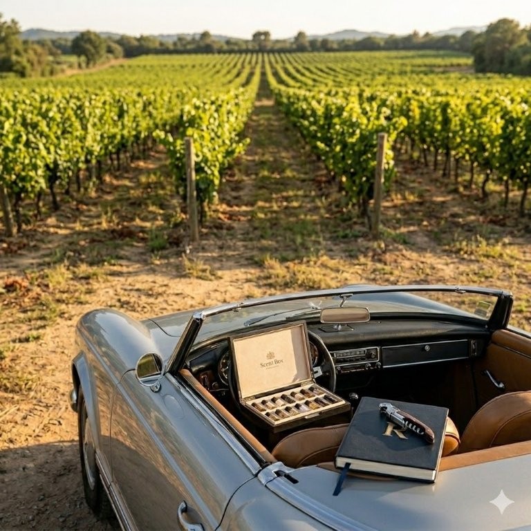 Vintage Convertible Car Provence Vineyard Reeviera